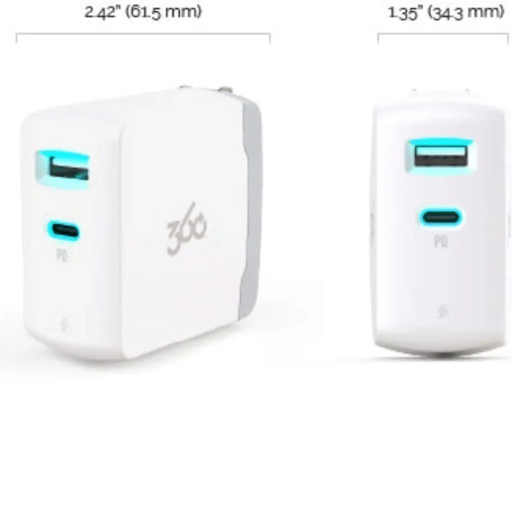 360 Electrical Vivid 30W USB-C PD + 12W USB Wall Charger with Power Deli…